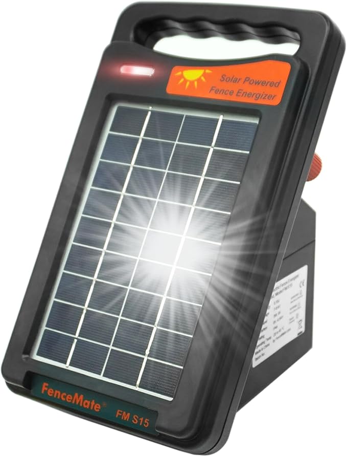 FenceMate 10 Miles Range Solar Fence Charger 0.2J for Containment of Livestock, Poultry, Pet, Hobby Farming, Portable Energizer for Exclusion of Rodent, Nuisance, Day & Night, All-Weather Protection