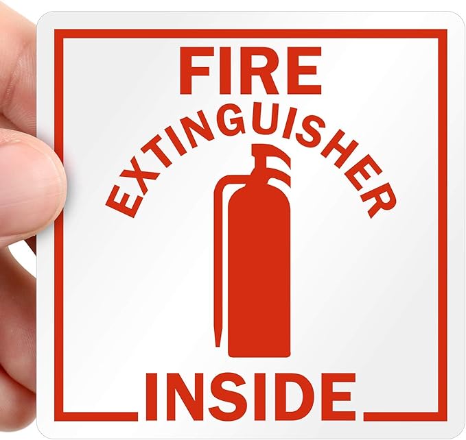 SmartSign Fire Extinguisher Inside Label | 3" x 3" 3M Engineer Grade Reflective, Made in USA