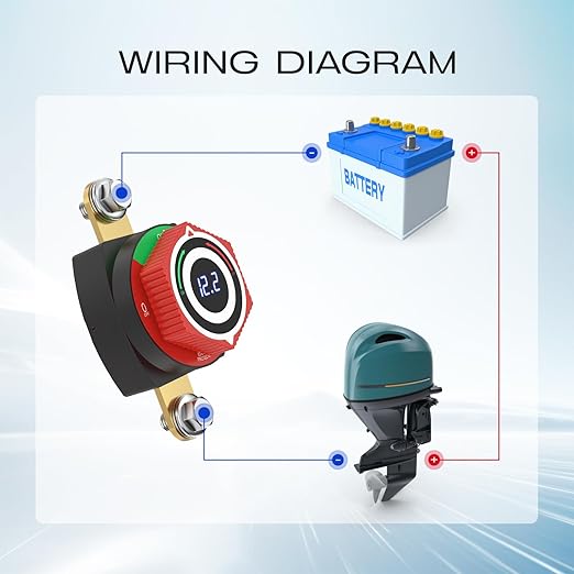 Side Post Battery Disconnect Switch 12V with LED Voltmeter, DC5-80V Car Battery Disconnect Switch Kill Switch for Car, RV, Boat, Marine On Off Battery Cut Off