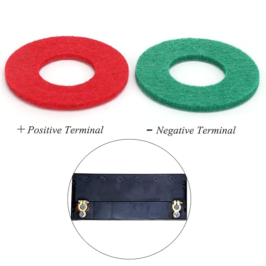 Battery Terminal Washers Set, 12-Piece Insulated Battery Protectors and Cable Mats for Car, Truck, Boat Batteries (Red and Green)