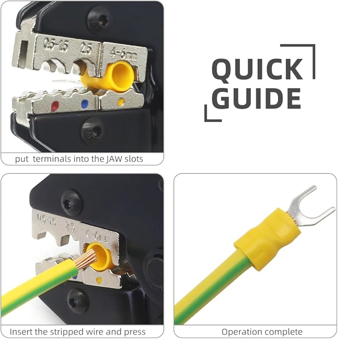 Crimping Tool For Insulated Electrical Connectors - Ratcheting Wire Crimpers - AWG 22-10 (0.5-6.0mm²) - Ratchet Insulated Terminal Crimper -Electrical Crimping Tool HS-03C