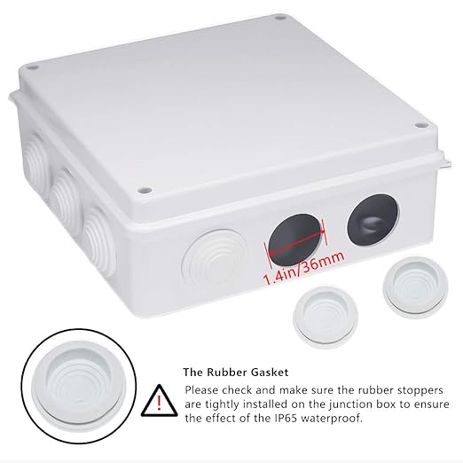 Zulkit Junction Box ABS Plastic Dustproof Waterproof IP65 Universal Electrical Boxes Project Enclosure White 7.9 x 7.9 x 3.1 inch (200 x 200 x 80mm)