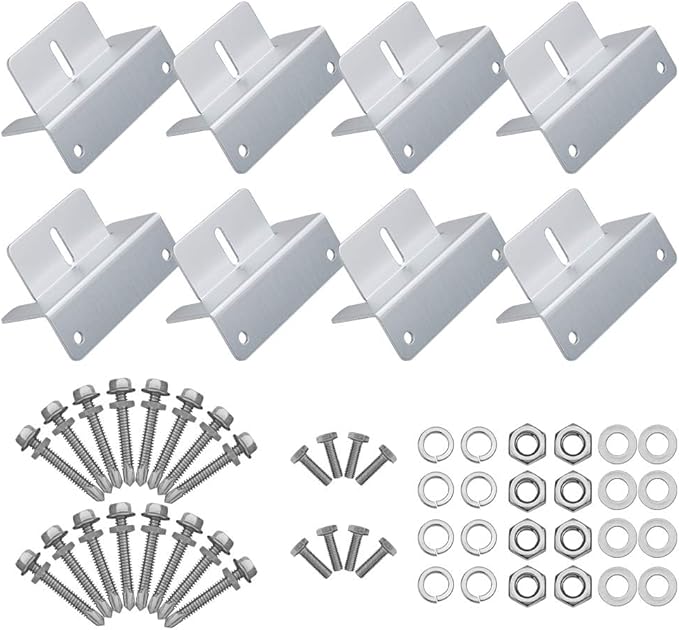 BougeRV 8 Units Solar Panel Mounting z Bracket, Supporting for RV, Roof, Boat, Off Grid, 2 Set of 4 Units