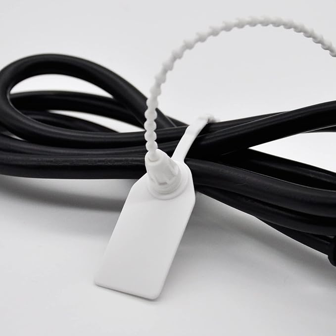 100 Pcs Fire Extinguisher Tags,Security Retail Anti-Theft Self-Locking Shoe Tag,Anti-Tamper Disposable Plastic Seals 250mm Length (White)