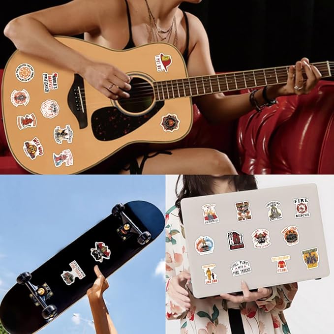 123Pcs Funny Firefighter Stickers - Fireman Stickers & Decals for Hard Hat - Funny Firefighter Hard Hat Gifts