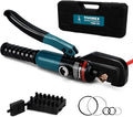 Hydraulic Crimping Tool Kit-10 Tons 12 AWG to 2/0 AWG for Wire Battery Cable Lug, Terminal Crimper Tool with 9 Die Sets, 1/8” Wire Rope Crimping Tool
