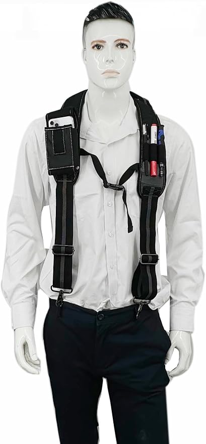 Tool Belt Suspender for Men 4 Point Padded with Attachment Loops, WristBand Pouch Pocket for Construction Worker
