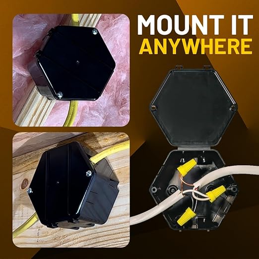 Rack-A-Tiers Open Splice Junction Box (5 Pack) (UL Listed), One-Piece Junction Box Splice Box. 5 Second Installation (JB400.p5)