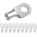 SELTERM 10pcs 4 AWG-3/8" Stud (X - Wide Pad) Tinned Copper Wire Lugs, Heavy Duty Battery Cable Ends,4 Guage Ring Terminals, UL Battery Lugs Marine Grade Copper Eyelets Battery Terminal Connectors