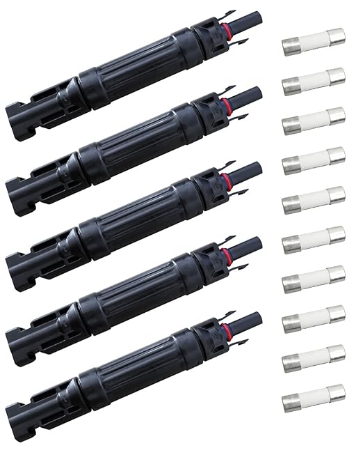 15A Solar Fuse Holder Inline, 5PCS Waterproof Solar Fuse Connector for Solar Panel and Solar Controller, Solar Surge Protection Device with Male and Female Connector