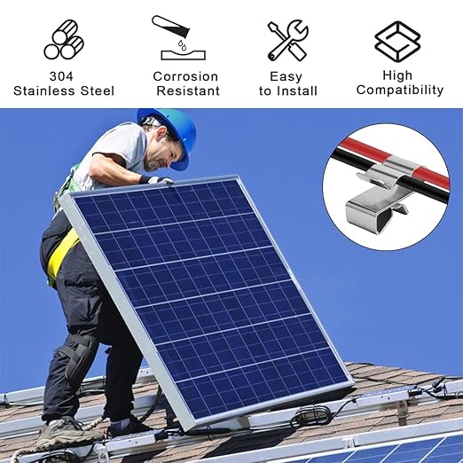 Trailer Frame Wire Clip Stainless Steel Metal Cable Clips Solar Panel Clip Double Wire Clips Clamps for Boat Cargo Camper 30Pcs