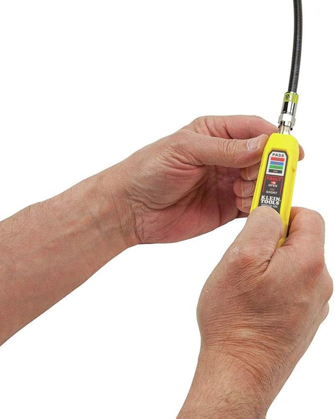 Klein Tools VDV002-818 Coax Install and Test Kit with Crimp Tool, Includes Tester, Stripper and Universal F Connectors