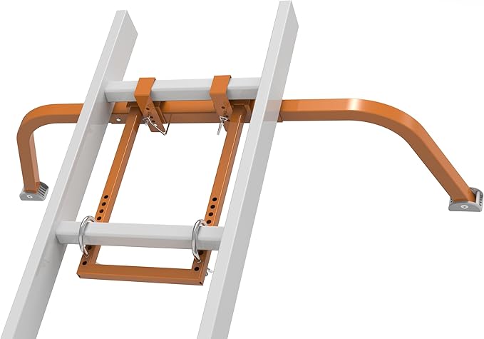 Qualward Ladder Stabilizer, Extended Ladder Stabilizer Accessory for Roof Gutter with Non-Slip Rubber Feet, Heavy Duty Steel Ladder Roof Hook with Wing Span/Wall Ladder Standoff
