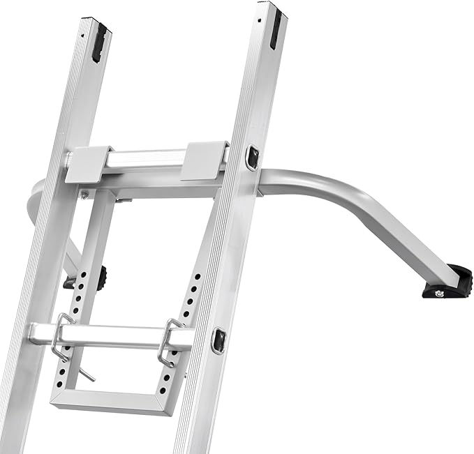 VEVOR Ladder Stabilizer, Heavy Duty Steel Ladder Roof Hook, Ladder Stabilizer with Wing Span/Wall Extension Accessory, Stable Ladder Standoff Arms for Roof Gutter with Anti-Slip Rubber Feet