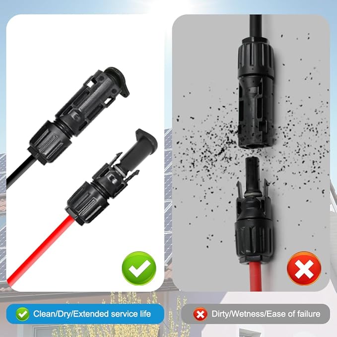 Solar Panel Connector Caps 10 Pairs, IP67 Waterproof Male and Female Cap Dust Plugs for Solar PV Connectors