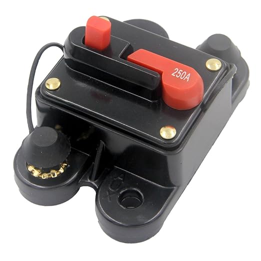 12-24V DC Circuit Breaker 60A 80A 100A 150A 200A 250A 300A Car Audio Fuse Holder for Trolling Motor Auto Marine Boat ATV RV Stereo Audio Inverter System Protection (250 Amp)
