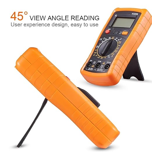 Digital Multimeter with Premium Probes, Measures AC/DC Voltage, Current, Resistance, Diode, Triode, Suitable for Household use, and Industrial use - F (Orange)