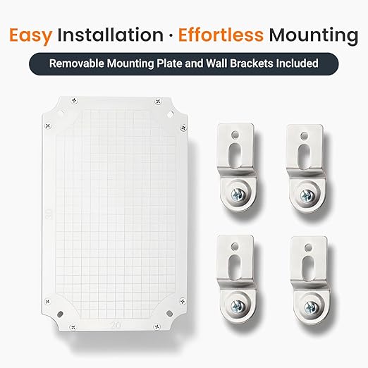 QILIPSU Waterproof Junction Box IP67 Outdoor Plastic Electrical Project Enclosure Weatherproof with Inner Door, Mounting Plate, Wall Brackets, Hinged Grey Cover 11.8"x7.9"x6.7" -D