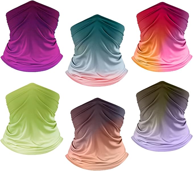 UPF 50+ Sun Protection UV Cooling Neck Gaiter Face Mask Gradient Color Scarf Breathable Bandana for Men & Women