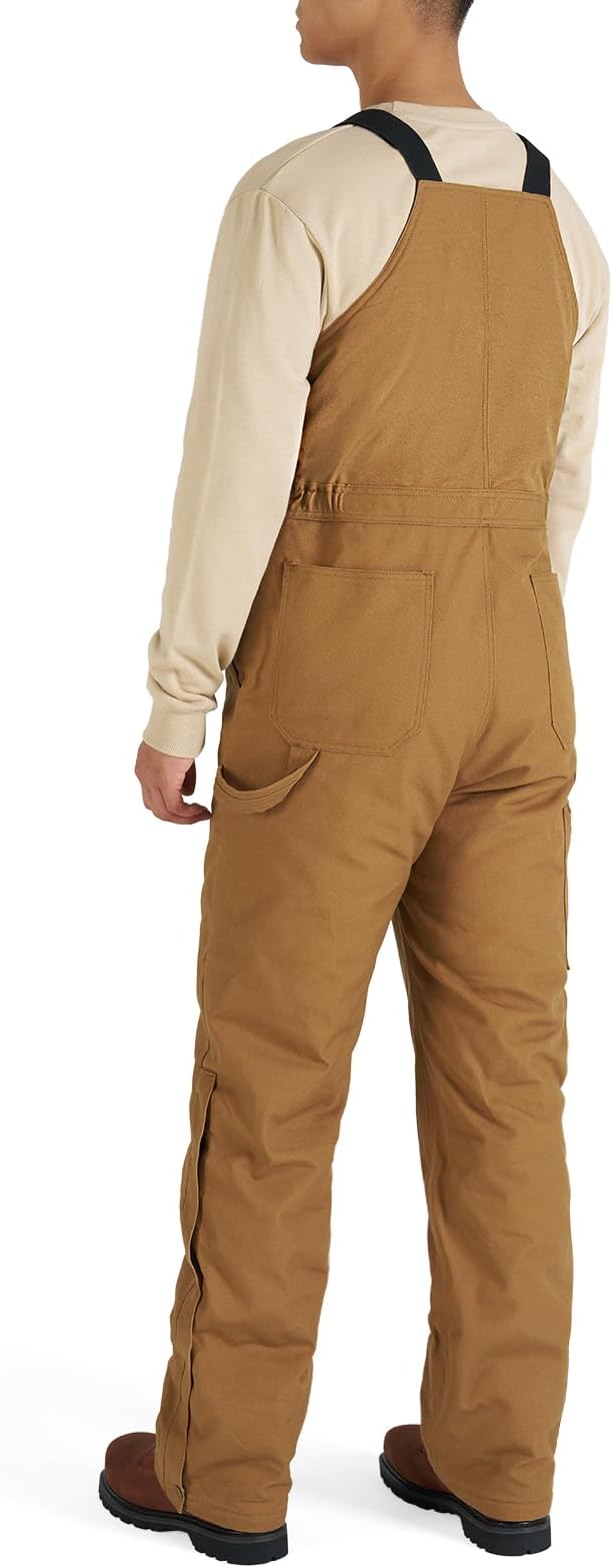 HISEA Men's Insulated Bib Overalls, Winter Water Resistant Duck Canvas Overall, Loose Fit Utility Workwear for Cold Weather