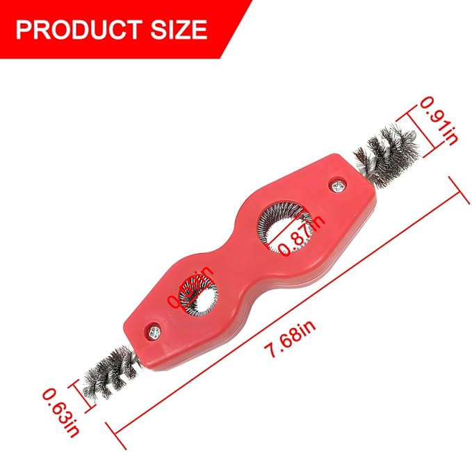 BELOMI 2PCS Car Battery Terminal Cleaning Brush, 4 in 1 Rustproof Battery Cleaner Tool with Steel Wire, Auto Universal Interior and Exterior Battery Terminals Machine Parts（Red）