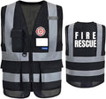 Reflective Security Safety Vests Heavy Duty with 7 Pockets and Front Zipper