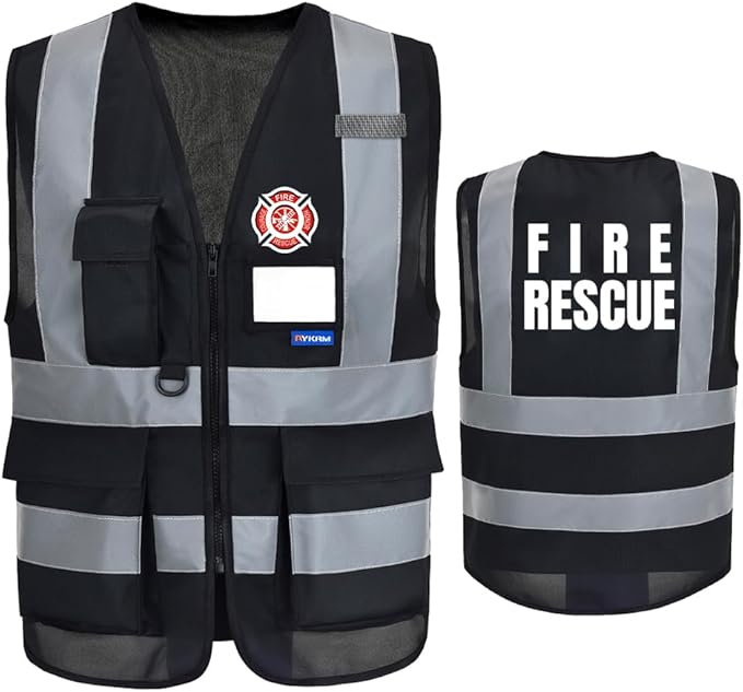 Reflective Security Safety Vests Heavy Duty with 7 Pockets and Front Zipper