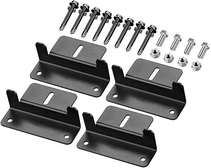 Spartan Power Black Solar Panel Z Bracket Mount - Lightweight Anodized Aluminum Mounting Brackets for RVs, Trailers, Vans, Campers, Boats, Walls, Roof - Set of 4