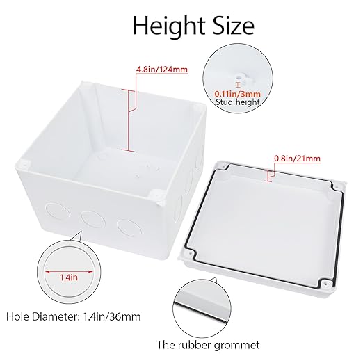 LeMotech Junction Box, Electrical Box IP65 Water Resistant Dustproof ABS Plastic Project Enclosure for Electronics White, External Size 7.8 x 7.8 x 5.9 inch
