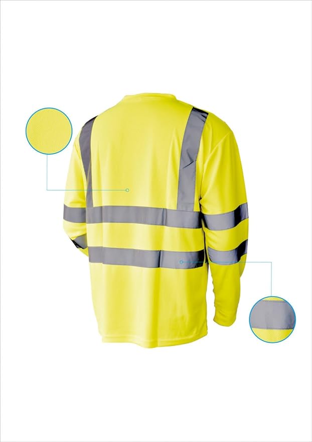 L&M® Hi Vis T Shirt ANSI Class 3 Reflective Safety Lime Orange Short Long Sleeve HIGH Visibility