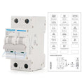 MOLLOM DC 2 Pole Miniature Circuit Breaker, 1000V 40Amps, C40 Scene Visualization Custom MCB Thermal Magnetic Trip, 6KA Breaking Capacity DC Disconnect Switch for Solar PV System