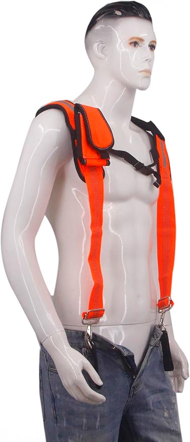 Heavy Duty Tool Belt Suspenders for Men 3 Point Padded Suspenders with Attachment Loops for Men