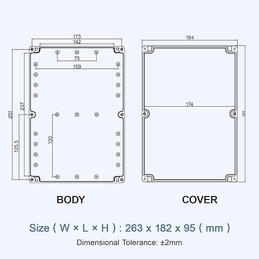 LeMotech Electrical Box Clear Cover Project Box IP65 Waterproof Junction Box ABS Plastic Case Universal Enclosure for Electronics, Black 10.3"x 7.1"x 3.7"(263x182x95mm)(Pack of 1)