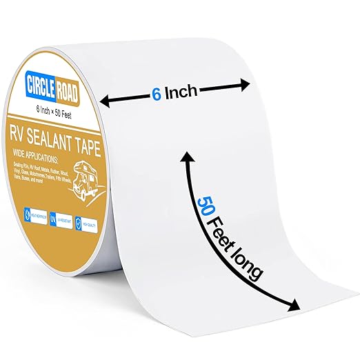 RV Roof Tape White, 6 Inch X 50 Feet RV Repair Sealant Tape, Stop Camper Roof Leaks, UV-Resistant, Weatherproof and Reliable for Camper, Trailer, Boat (6In-50FT)
