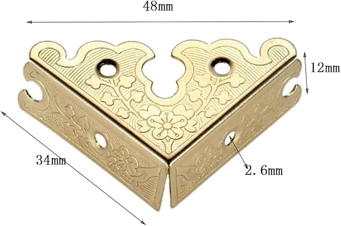 dophee 4Pcs Decorative Corner Protectors, Retro Style Edge Safety Guards Covers for Picture Frame Album Jewelry Box Gift Box Wooden Case Chest Tables Cabinet Furniture, 1.34"x1.34"-Gold