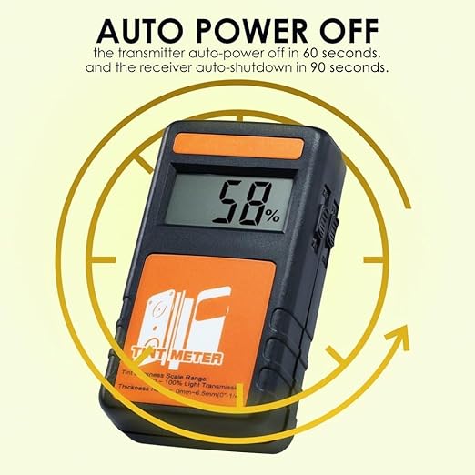 Handheld Digital Window Tint Meter 0%~100% Range Visual Light Transmission Light Transmission Continous Measurement Function (up to 4000) for Mesuring Film, Filmed Glass, Window Tint, Side Windshield