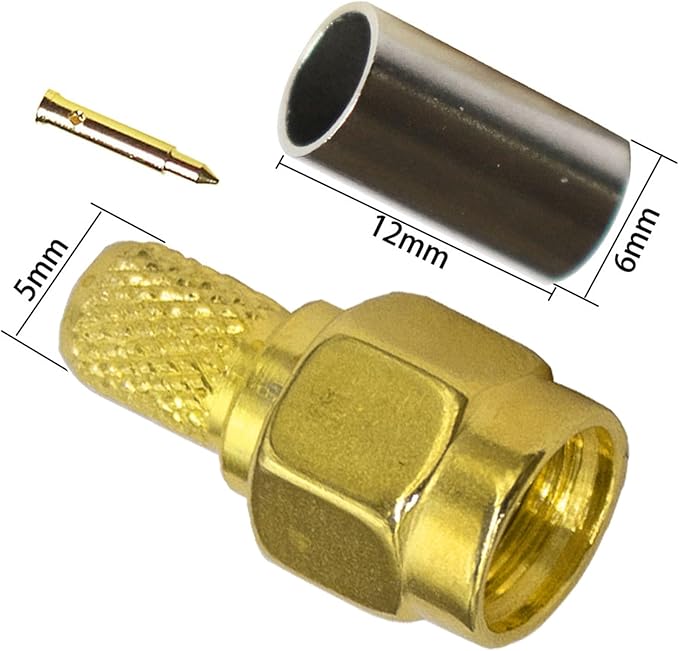 SMA Connector and SMA Crimping Tool Kit, SMA Crimper and 10pcs SMA Male Crimp Connector&10Pcs Female Crimp Connectors for RG58 WIFI Antenna Extension Cable