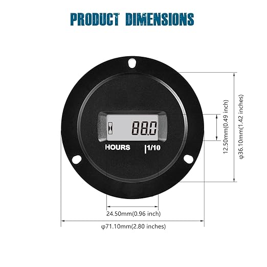 Runleader Digital LCD Hour Meter, AC/DC 5V to 277V,Maintenance Total Running Hours,Data Storage,Waterproof Design for Lawn Mower Generator Motorcycle Golf Cart Forklift Scrubber Machine.