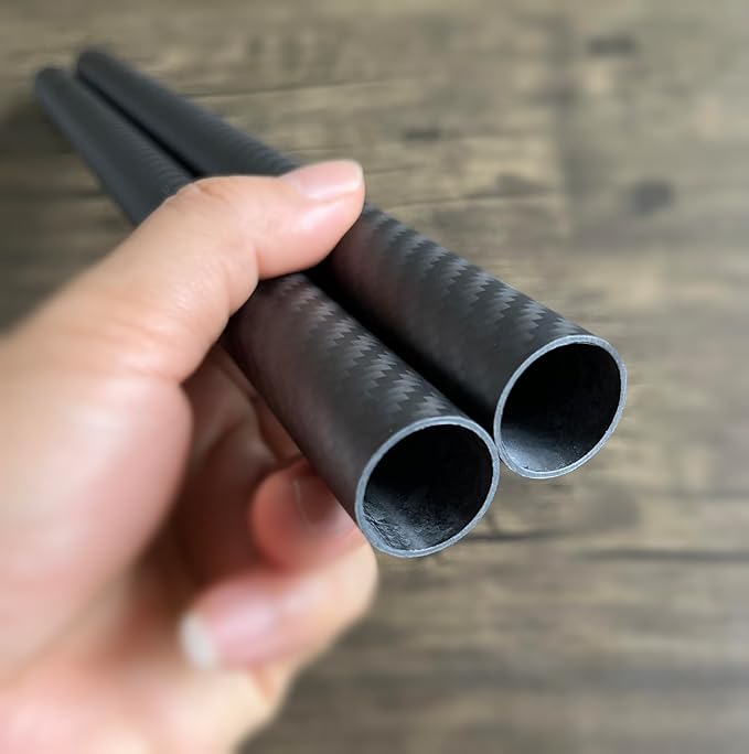 2pcs Carbon Fiber Tubes 22mmx20mmx420mm 3K roll Wrapped Twill Matte Surface