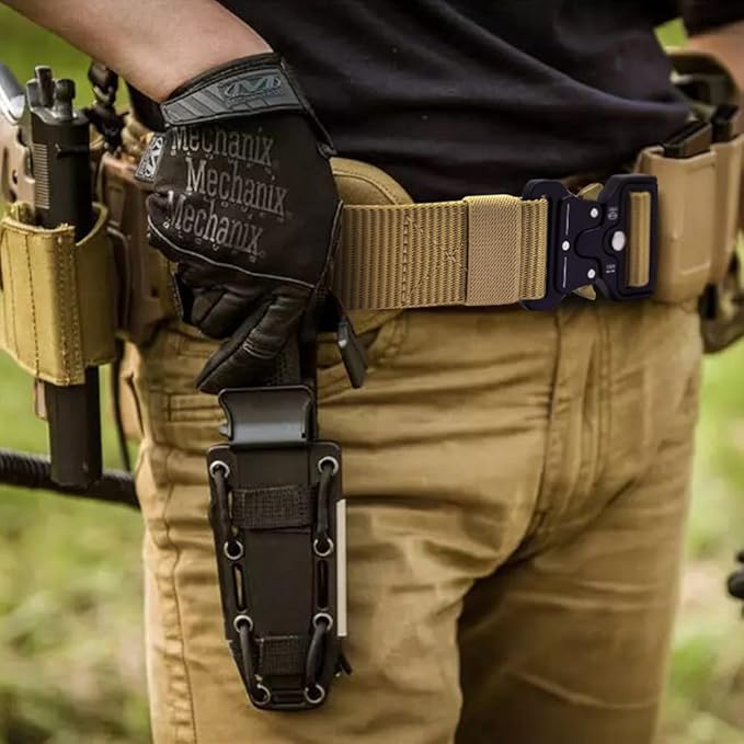 5 in 1 Utility Metal Buckle 1.5 Inch Nylon Tactical Belt with Rigger's Heavy Duty Belt Pad & 3 MOLLE Straps