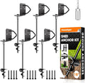 Ground Anchors Shed Anchors 14" Set of 6 Trampoline Stakes Screw in Heavy Duty Mobile Home - Storage Shed Anchor Kit - Playset Swing Anchors - Stakes for Fence,Carport,Garden (Black, 6 x 14in)
