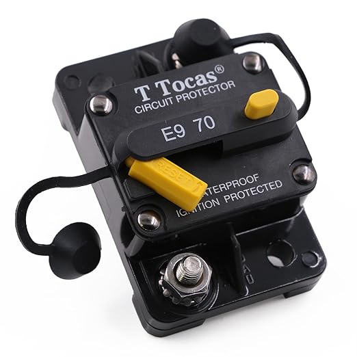 E9 70 Amp Circuit Breakers with Manual Reset | Surface Mount | 12V - 72V DC 70A Switchable
