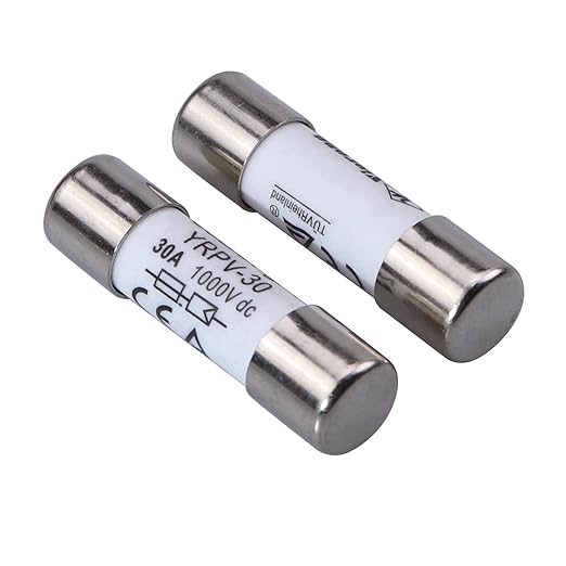 2 Pcs 10x38mm 1000V DC fusible Solar PV Photovoltaic Fuse 30A in line Fuse 30A CE UL:1000V DC In20A/40.3kA