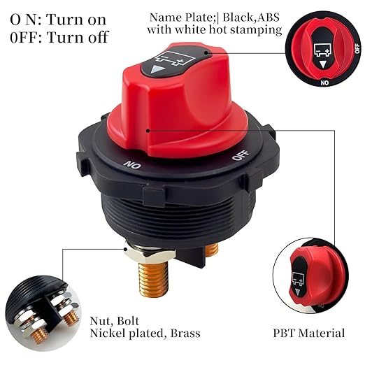 FXC Battery Disconnect Switch 12V-32V Battery Master Cut Shut Off Isolator Switch Max. 32V DC 300A ON-Off Power Battery Kill Switches for Car Off-Road Vehicle Truck Boat RV Marine
