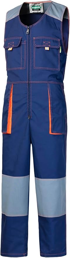 Men's Sleeveless Coveralls Multi-Functional Mechanics Workwear Stylish Work Coveralls Overalls Cargo Jumpsuit
