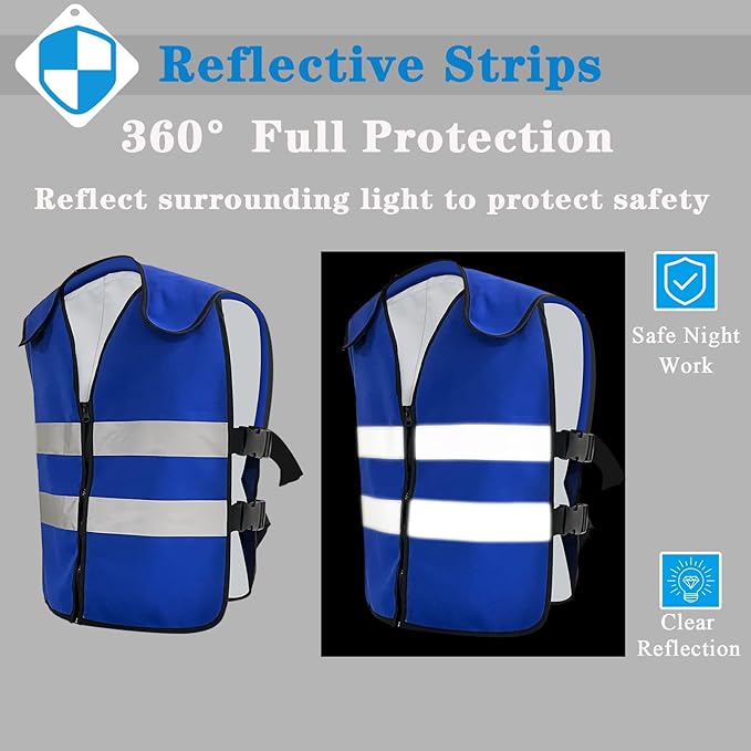 Cooling Vest for Men&Women,Reflective Ice Vest with 20 PCS Reusable Ice Packs,Adjustable Cool Jacket for Mascots,Working,Fishing,Cycling,Running,Cooking,Motorcycle in the Heat ﻿