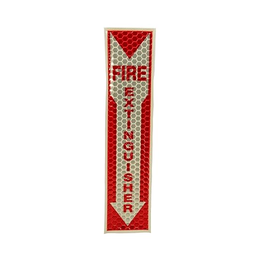Cyalume-9-30071 Cyflect Luminous, Reflective Adhesive Backing Fire Extinguisher Sign, 4" Width x 17" Height, White