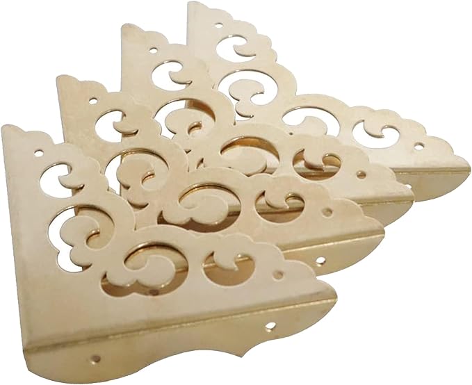 4Pcs Table Corner Protectors, 2.6"x2.6" Gold Metal Corner Protector, Coffe Table Corner Guards, Anti Scratch Table Corner Edge, Decorative Corners for Furniture Boxe Cabinet Prevents Damaged