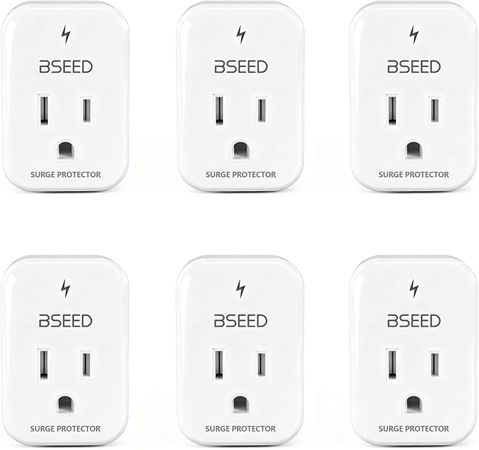 BSEED 1620 Joules Single Outlet Surge Protector, 1800W Mini Surge Protector for Refrigerator, PC, TV, Xbox, PS5, Home Appliances, Voltage Protector with LED Indicator, 120V, 6 Pack