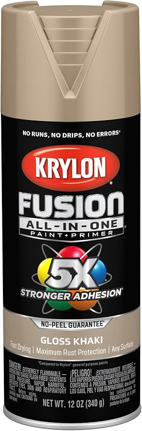 Krylon Fusion All-In-One Adhesive Spray Paint for Indoor/Outdoor Use, 12 oz, Khaki
